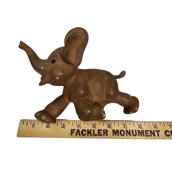 TUSKY the Elephant Rempel Toys Latex Rubber Vintage Brown Rubber Baby Ears Move - Picture 10 of 11